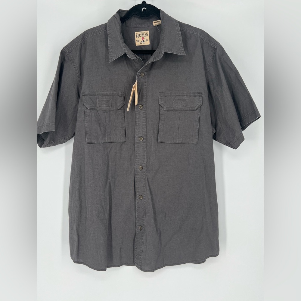 RED HEAD BRAND BASS PRO SHOP BUTTON DOWN SHIRT‎ IN GREY